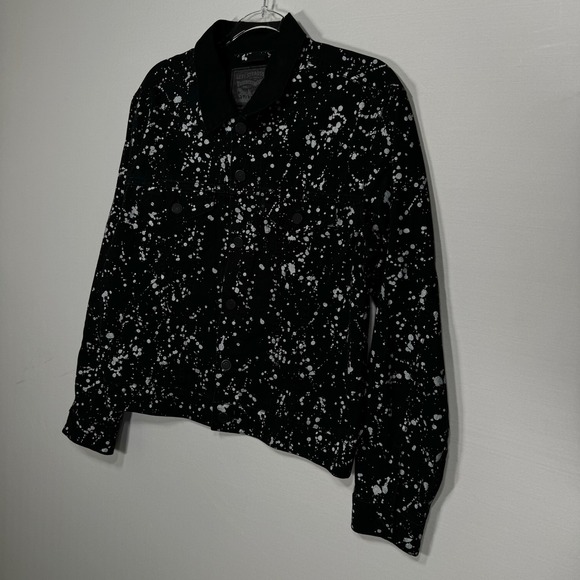 Levi Strauss & Co Paint Splatter Denim Trucker Jacket Small Black Excellent - Picture 3 of 7